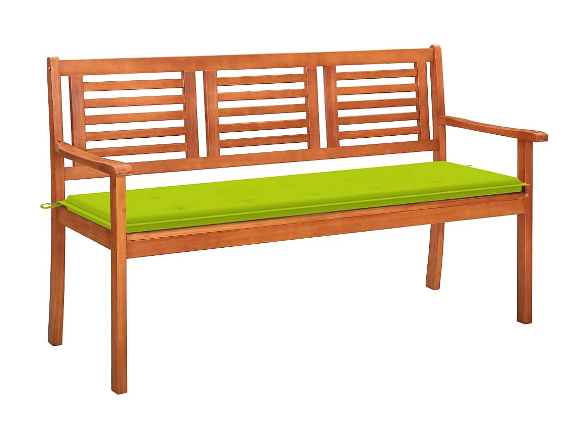 Banc de jardin 3 places avec coussin 150 cm Bois d'eucalyptus