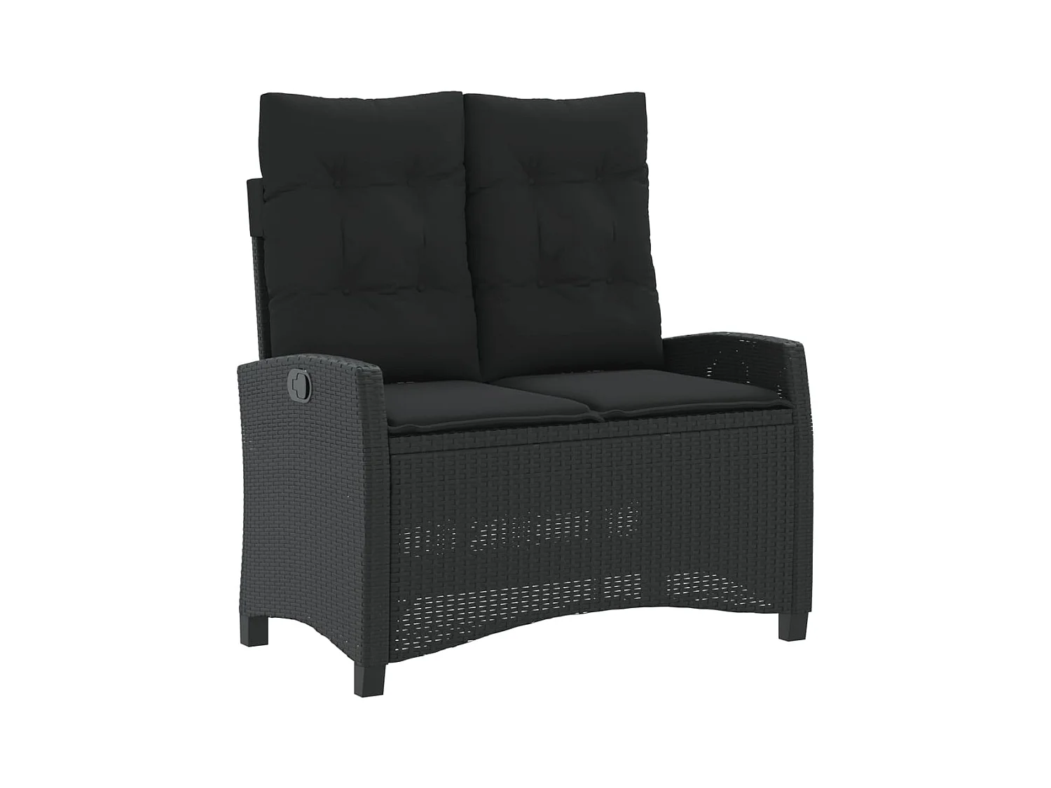 Gartenbank Verstellbar mit Kissen Schwarz Poly Rattan