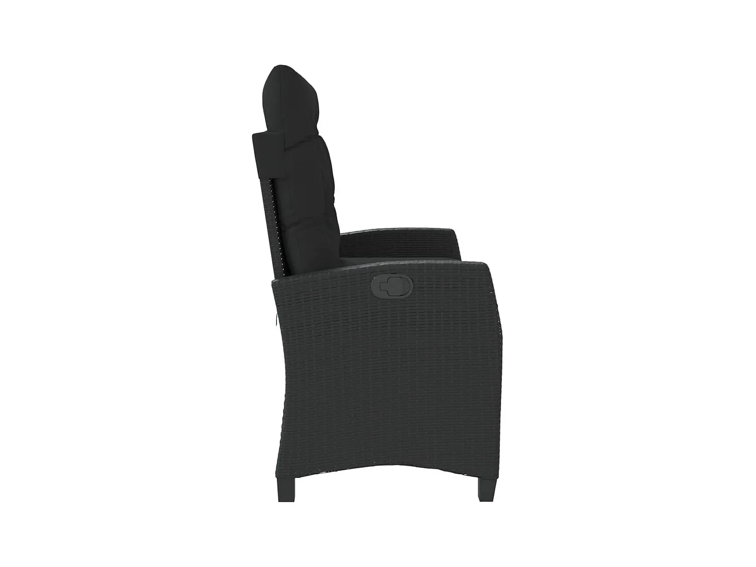 Gartenbank Verstellbar mit Kissen Schwarz Poly Rattan
