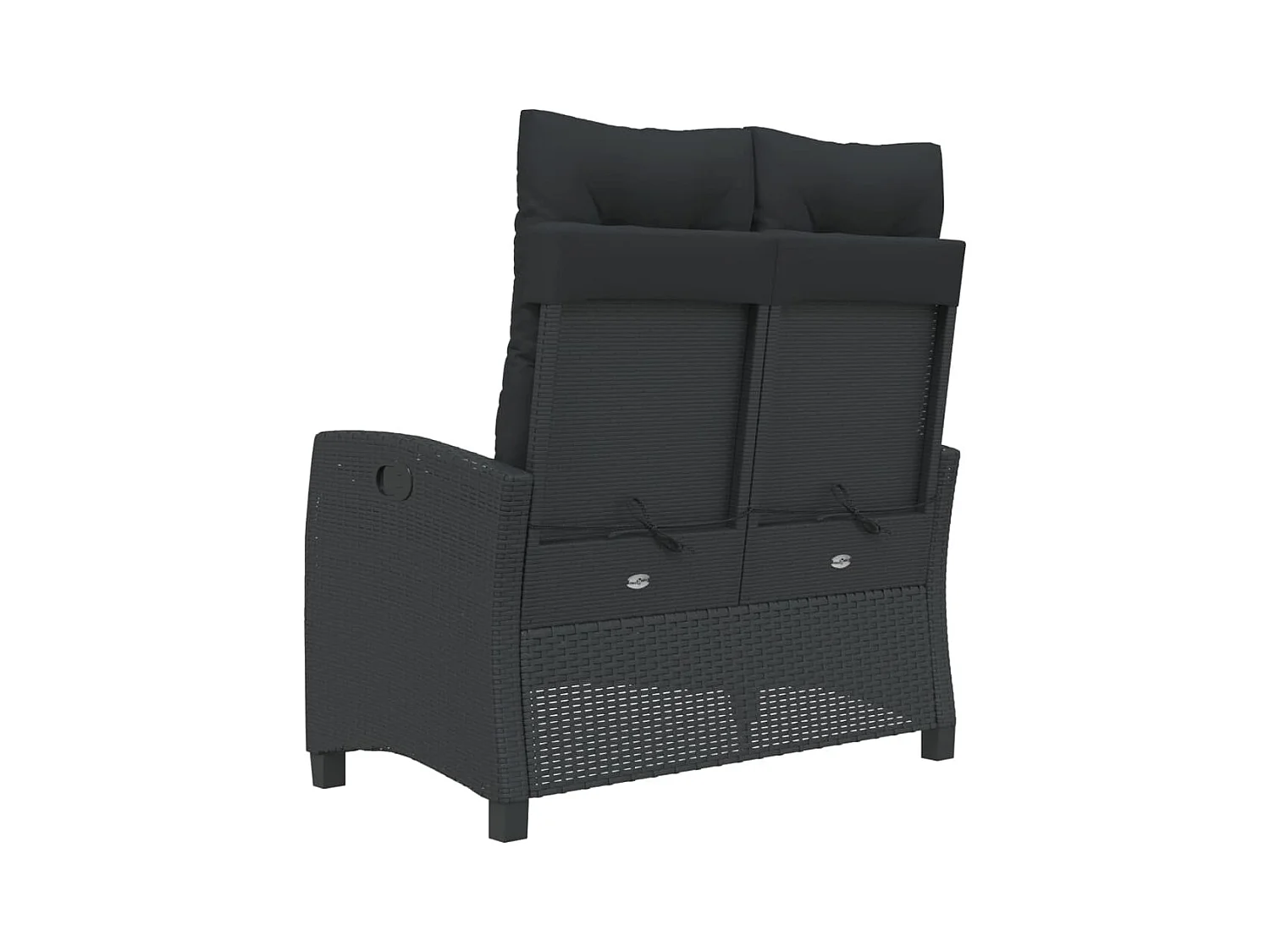 Gartenbank Verstellbar mit Kissen Schwarz Poly Rattan