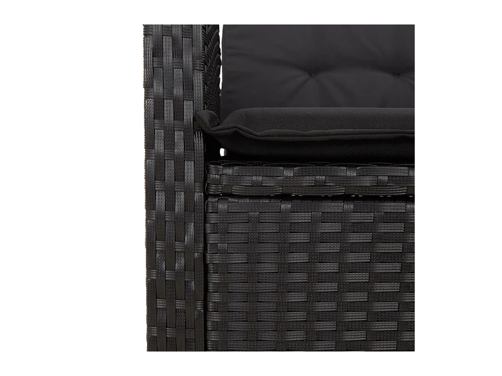Gartenbank Verstellbar mit Kissen Schwarz Poly Rattan
