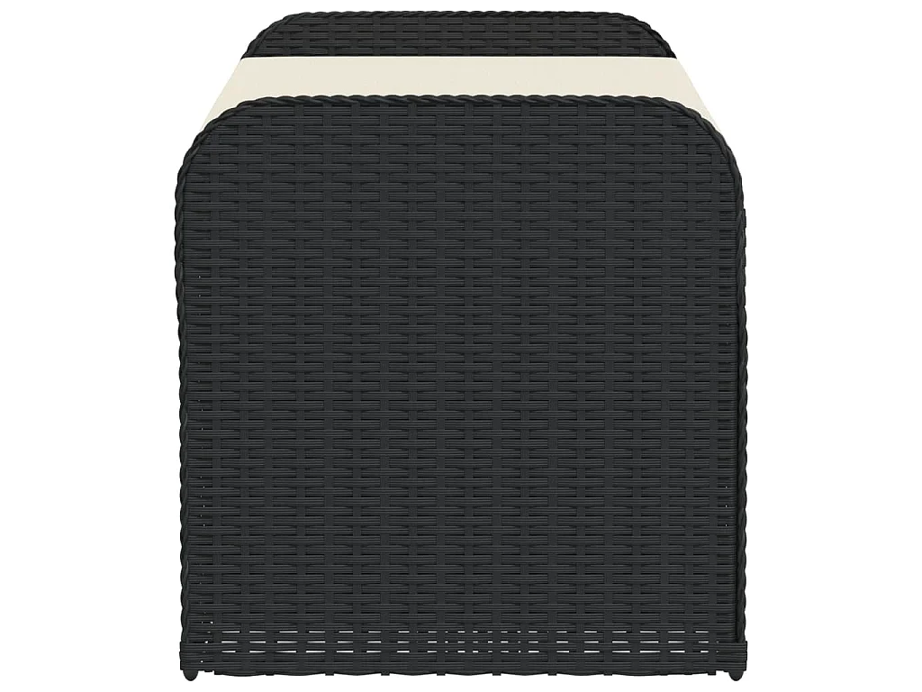Banc de rangement avec coussin noir 115x51x52 cm résine tressée