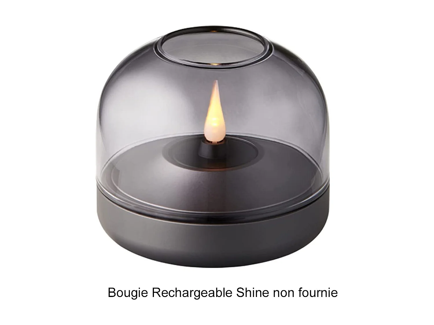 Kooduu Bougeoir de luxe en verre et aluminium gris foncé - glow 08 smoked grey
