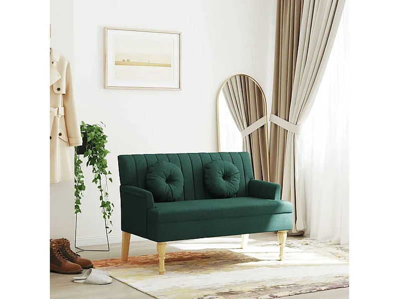 Sitzbank mit Kissen Dunkelgrün 113x64,5x75,5 cm Stoff