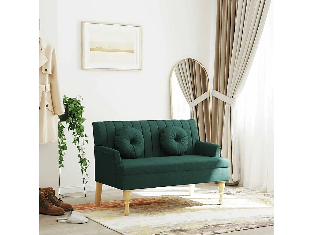 Banco c/ almofadões 113x64,5x75,5 cm tecido verde-escuro