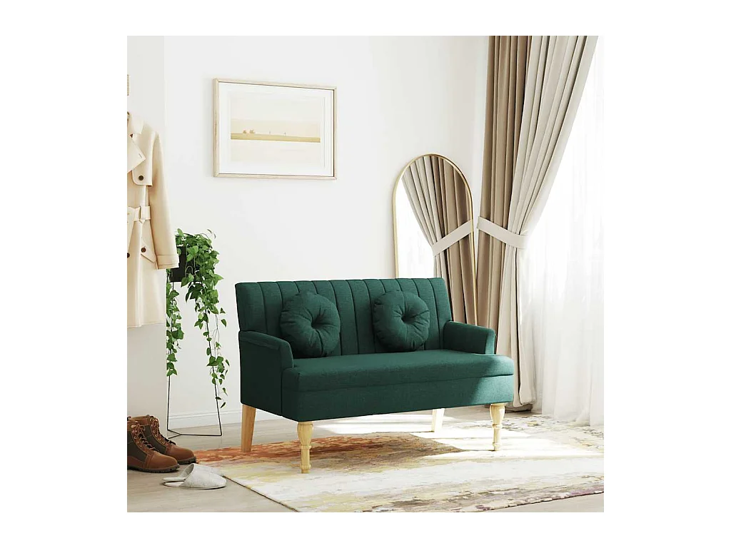 Banc avec coussins vert foncé 113x64,5x75,5 cm tissu