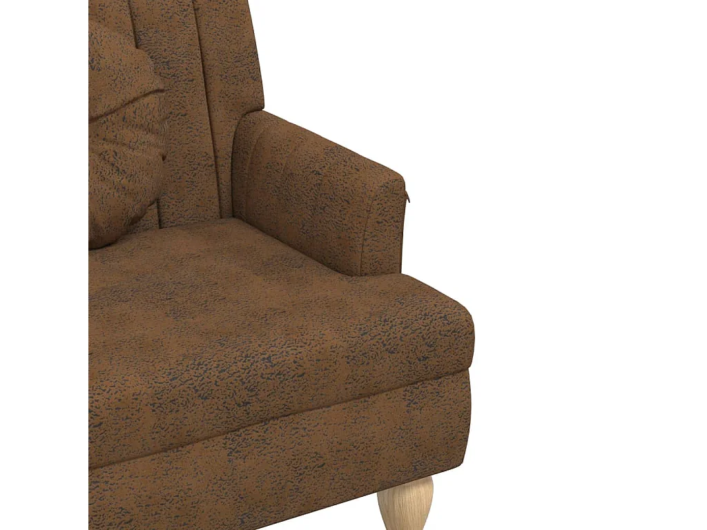 Bankje met kussens 113x64,5x75,5 cm kunstsuèdeleer bruin