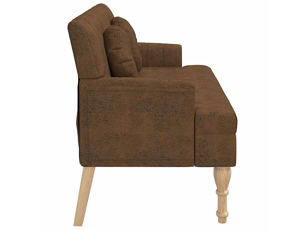 Banco c/ almofadões 113x64,5x75,5cm camurça artificial castanho