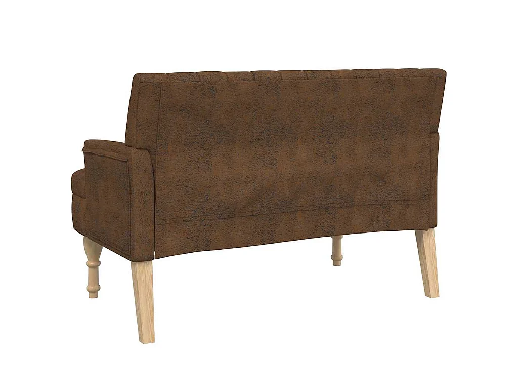 Banco c/ almofadões 113x64,5x75,5cm camurça artificial castanho