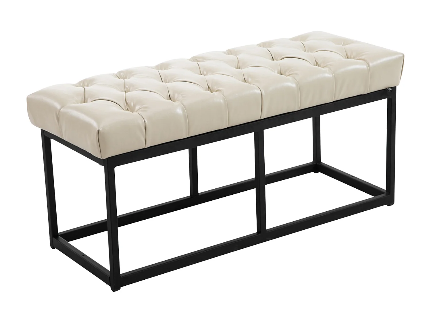 Banquette - Similicuir & Métal noir mat - Crème - Amun