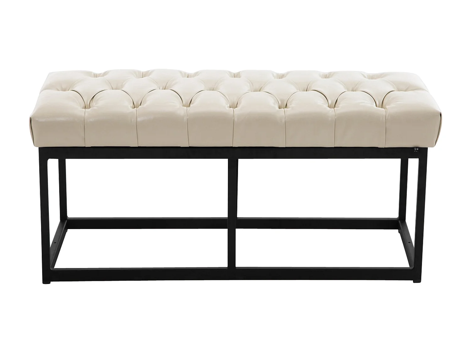 Banquette - Similicuir & Métal noir mat - Crème - Amun