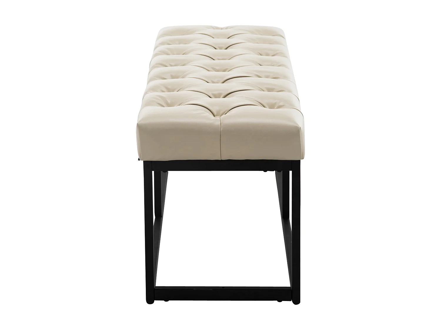 Banquette - Similicuir & Métal noir mat - Crème - Amun