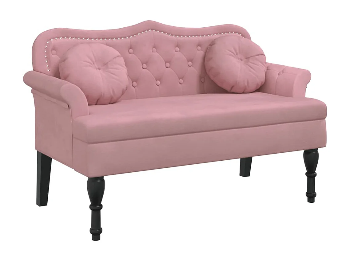 Banc avec coussins rose 120,5x65x75 cm velours