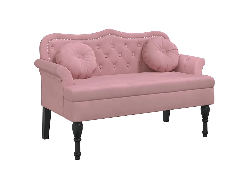 Banc avec coussins rose 120,5x65x75 cm velours