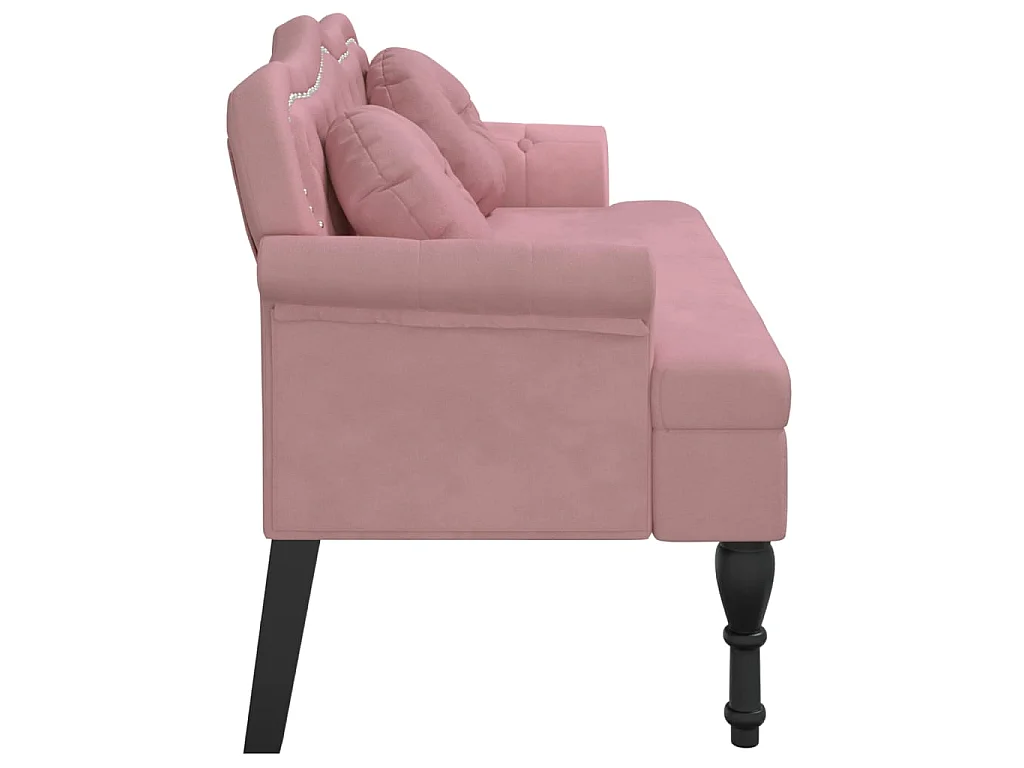 Banc avec coussins rose 120,5x65x75 cm velours