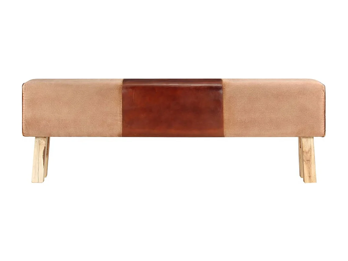 Banc saut de cheval 160 cm Marron Cuir véritable et bois acacia