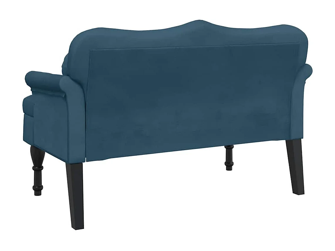 Banc avec coussins bleu 120,5x65x75 cm velours