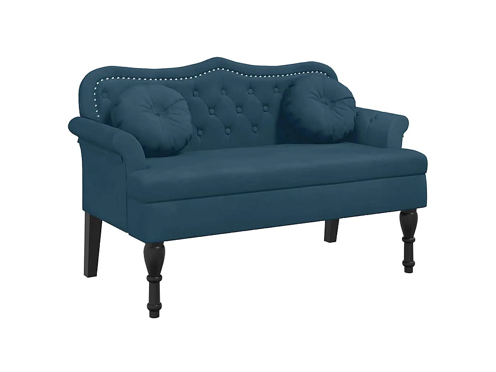 Bankje met kussens 120,5x65x75 cm fluweel blauw