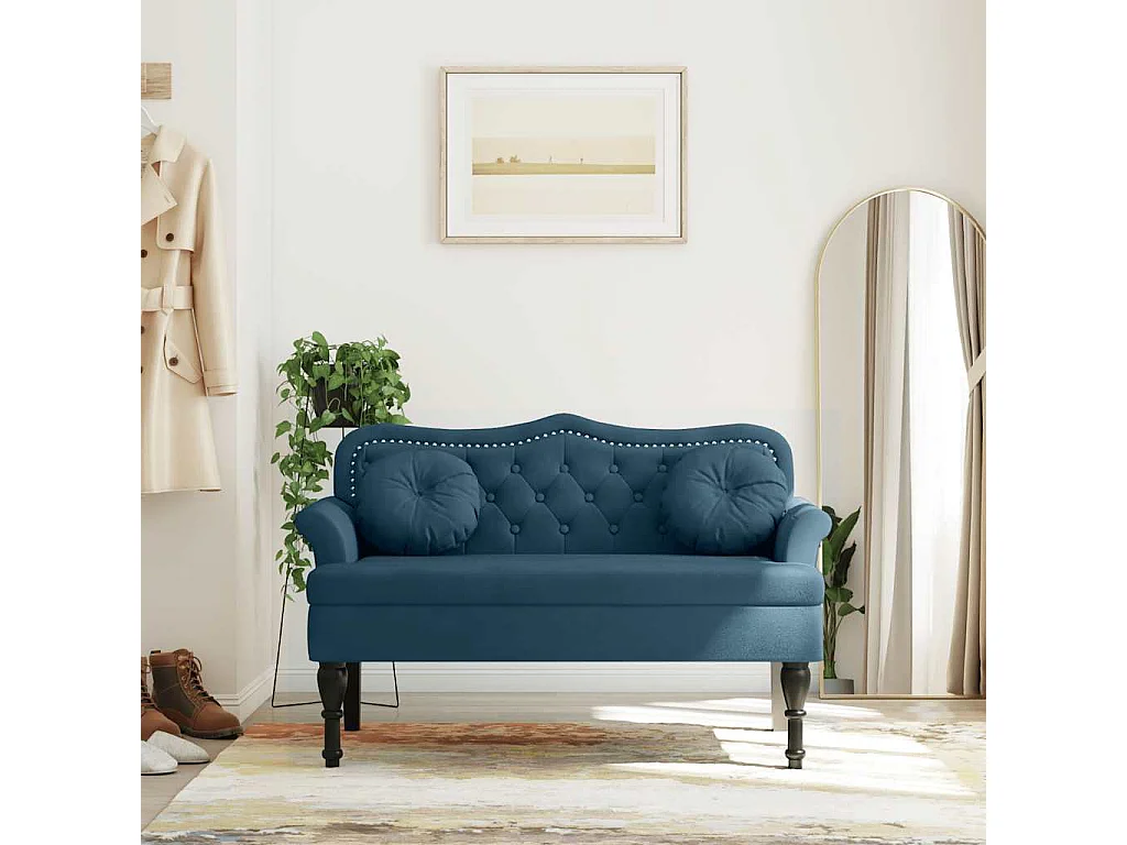 Bankje met kussens 120,5x65x75 cm fluweel blauw