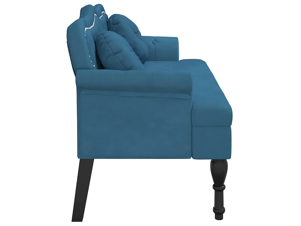 Bankje met kussens 120,5x65x75 cm fluweel blauw