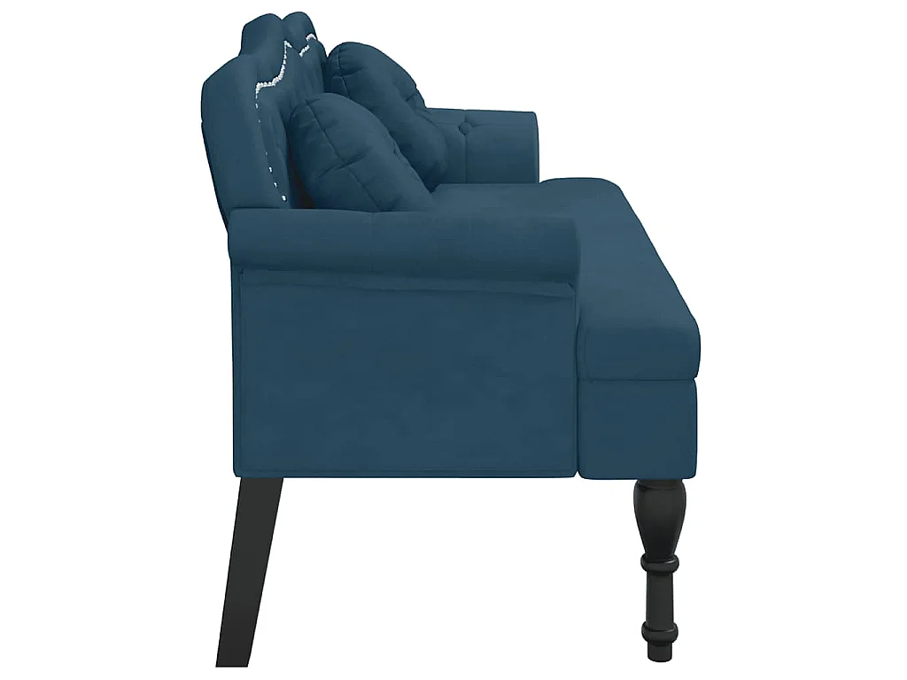 Banco con cojines terciopelo azul 120,5x65x75 cm