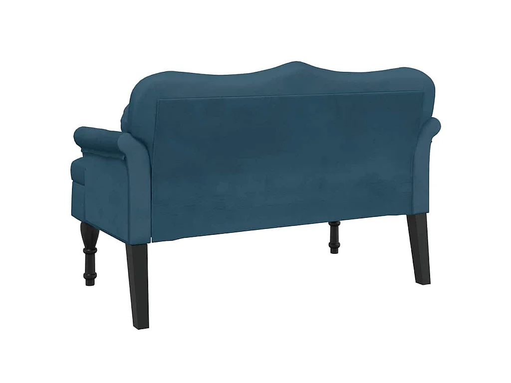 Banco con cojines terciopelo azul 120,5x65x75 cm