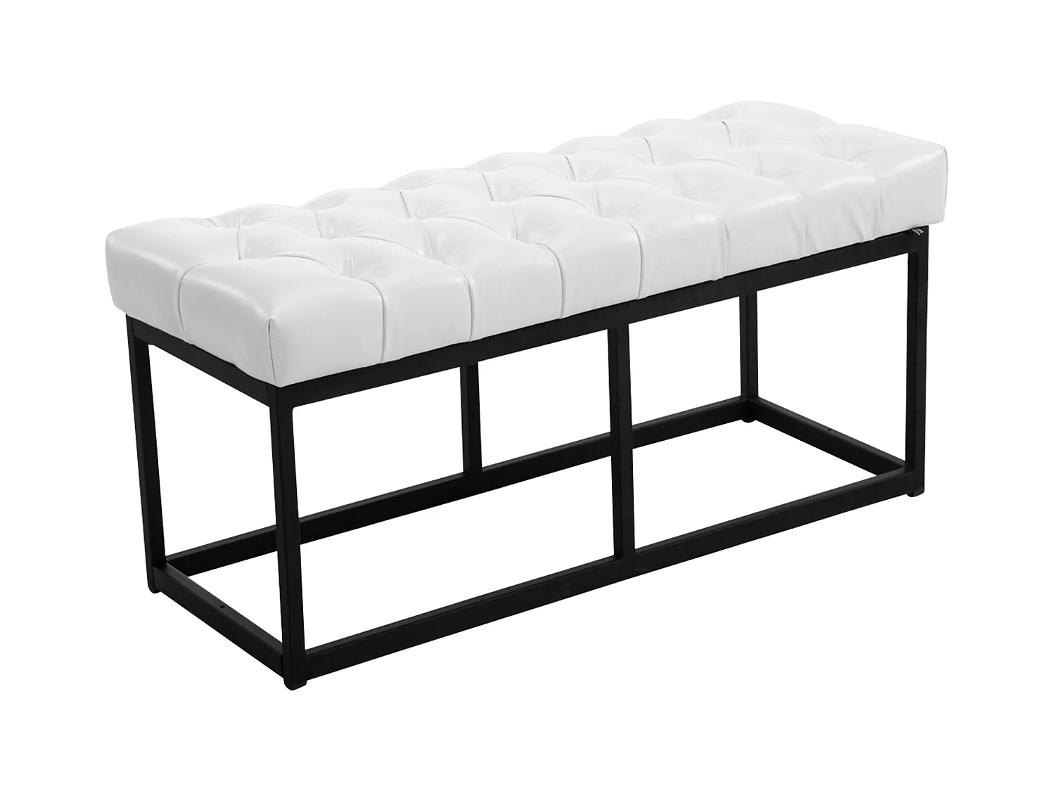 Banquette - Similicuir & Métal noir mat - Blanc - Amun