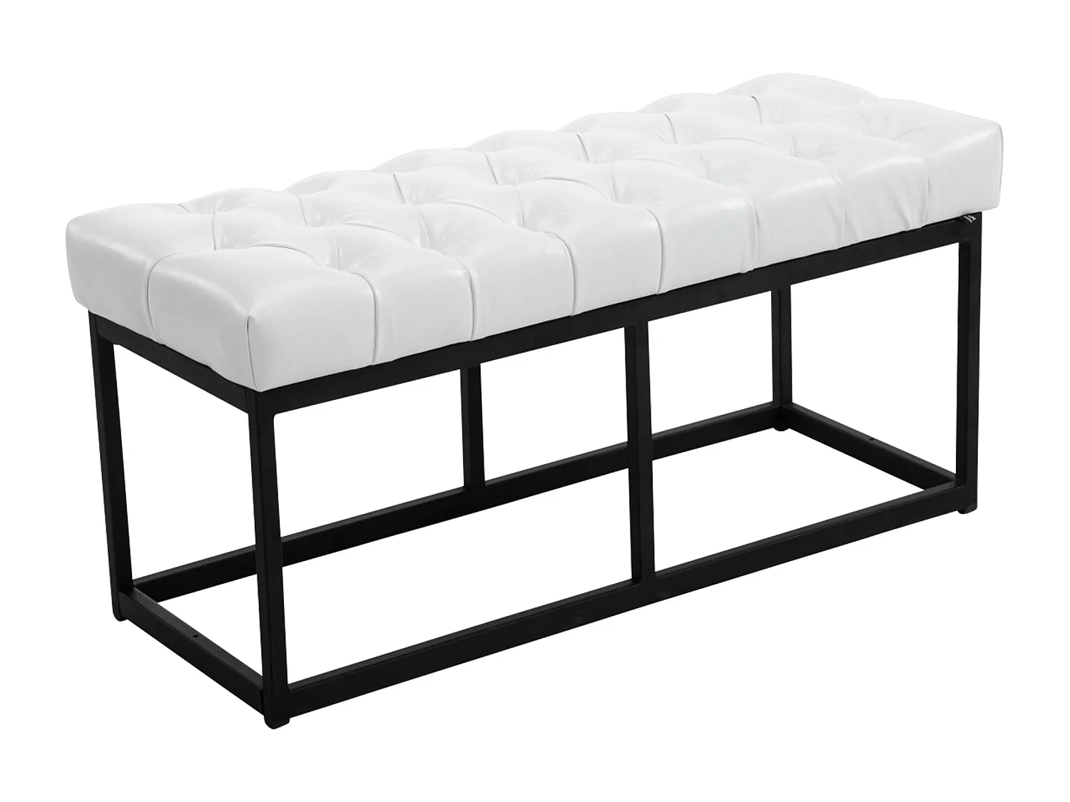 Banquette - Similicuir & Métal noir mat - Blanc - Amun