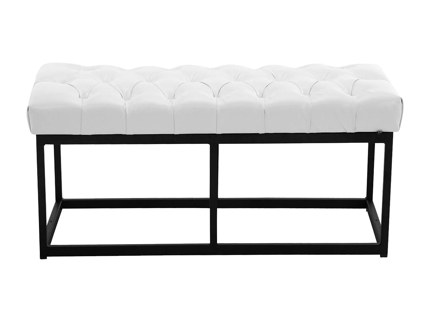 Banquette - Similicuir & Métal noir mat - Blanc - Amun