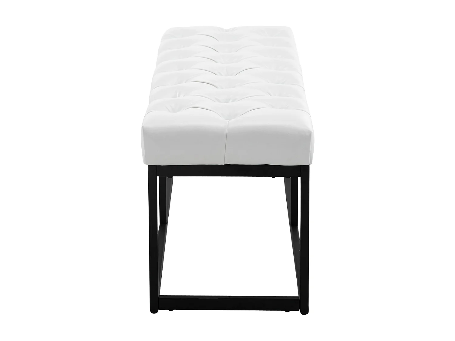 Banquette - Similicuir & Métal noir mat - Blanc - Amun