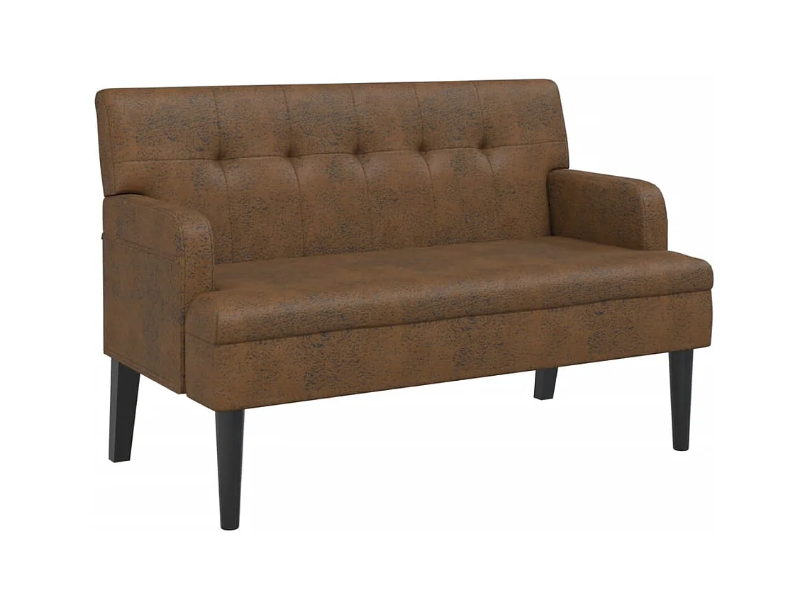 Banc avec dossier marron 112x65,5x75 cm similicuir daim