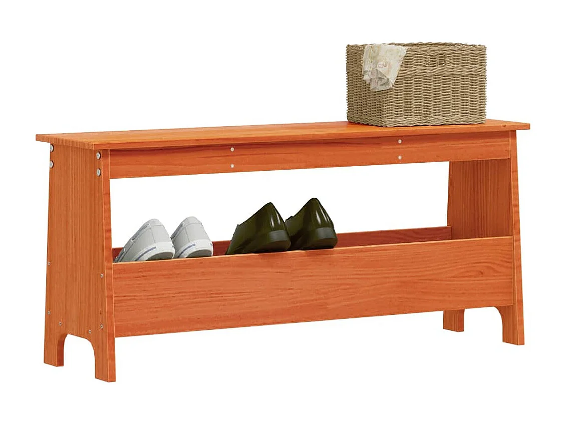 Banco de recibidor madera maciza pino marrón cera 100x28x45 cm