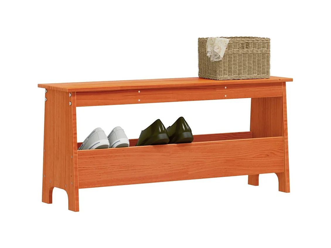 Flurbank Wachsbraun 100x28x45 cm Massivholz Kiefer
