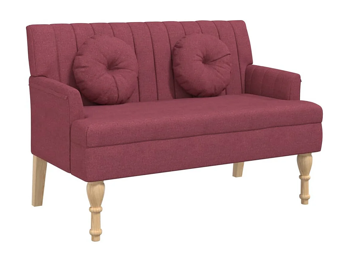Panca con Cuscini Rosso Vino 113x64,5x75,5 cm in Tessuto