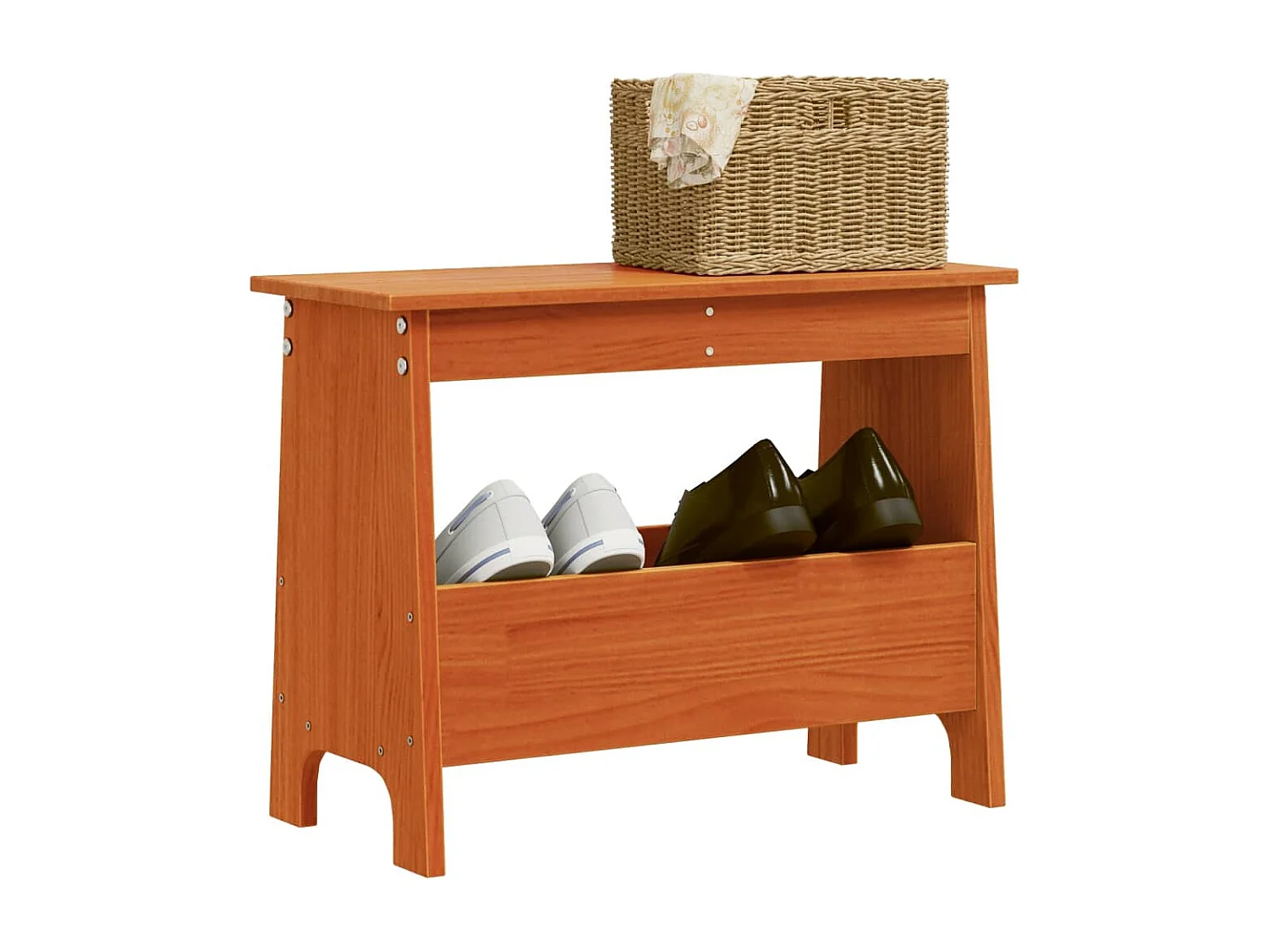 Halbankje 60x28x45 cm massief grenenhout wasbruin