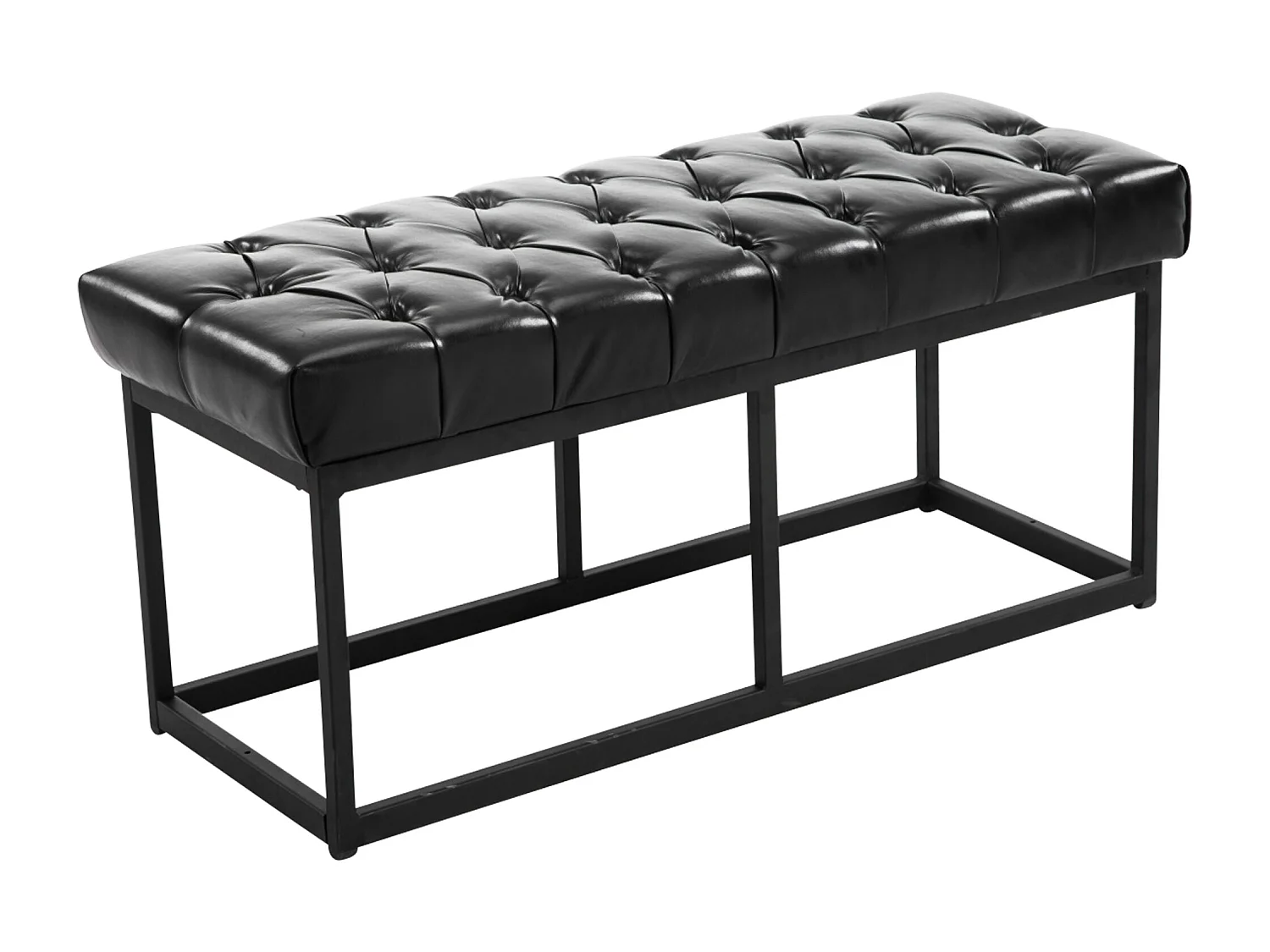 Banquette - Similicuir & Métal noir mat - Noir - Amun