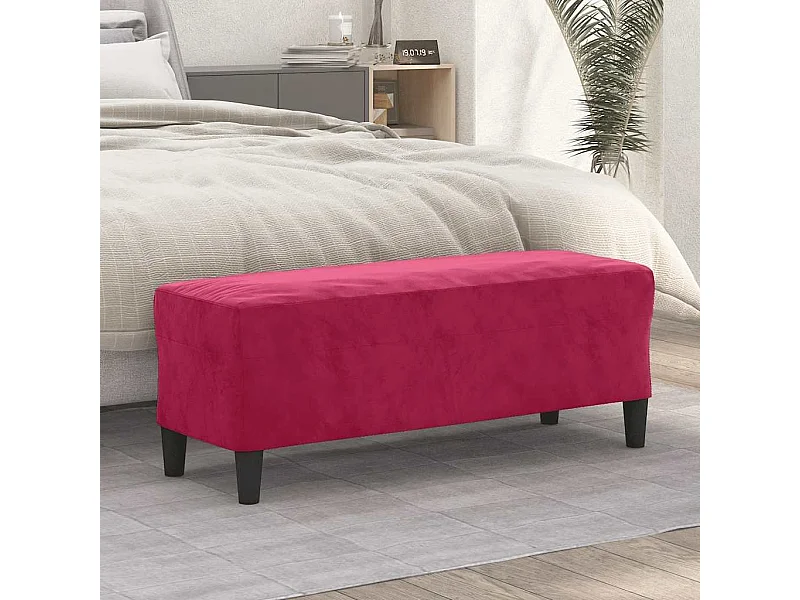 Banco 100x35x41 cm veludo vermelho tinto