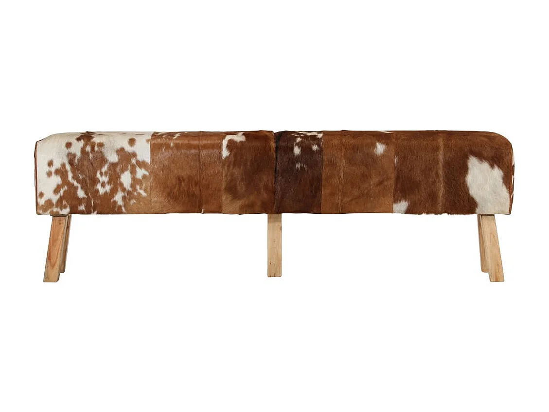 Banc marron et blanc 160x28x50 cm cuir de chèvre véritable