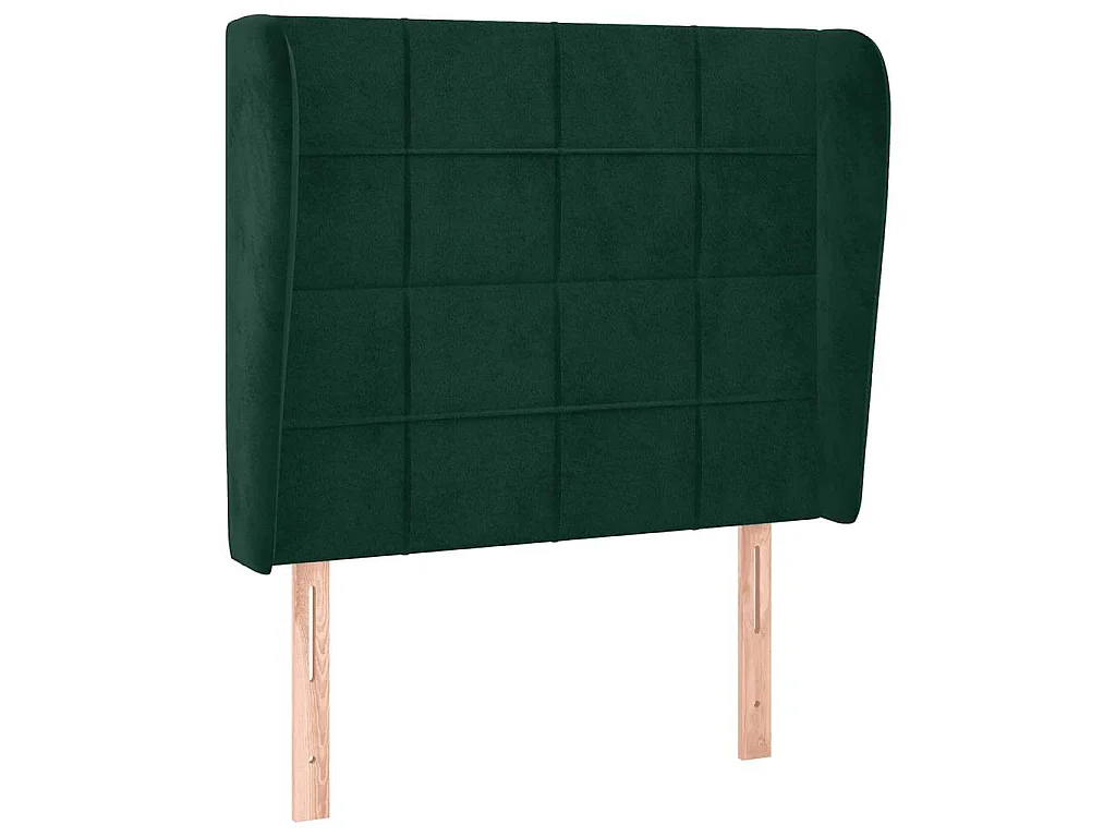 Tête de lit avec oreilles Vert foncé 93x23x118/128 cm Velours