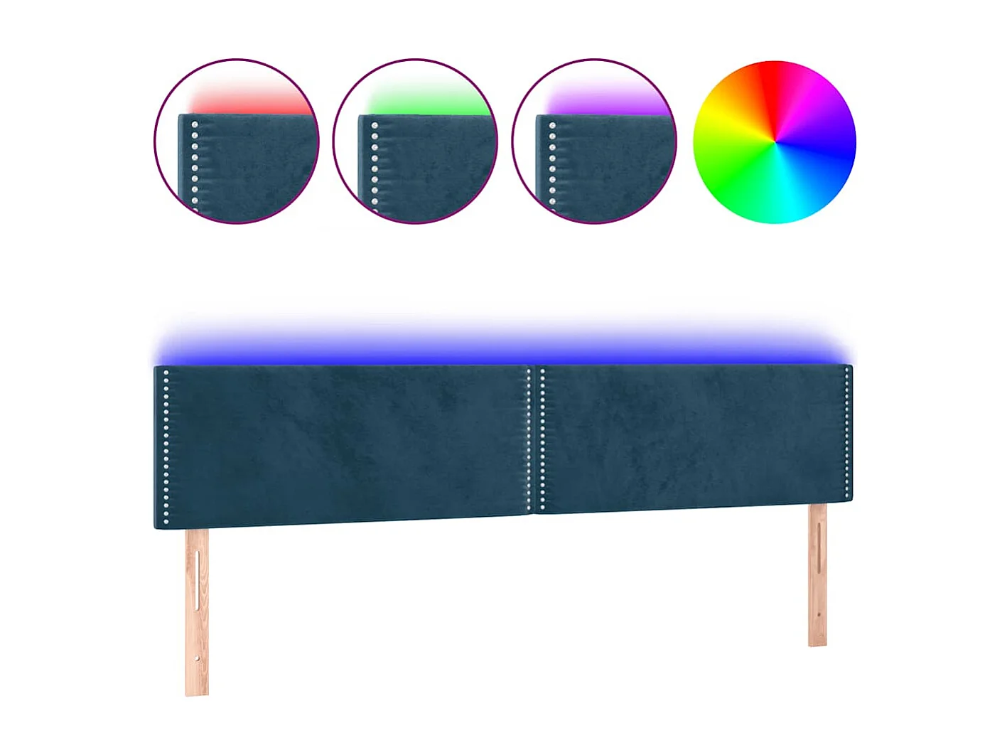 Hoofdbord LED 160x5x78/88 cm fluweel donkerblauw