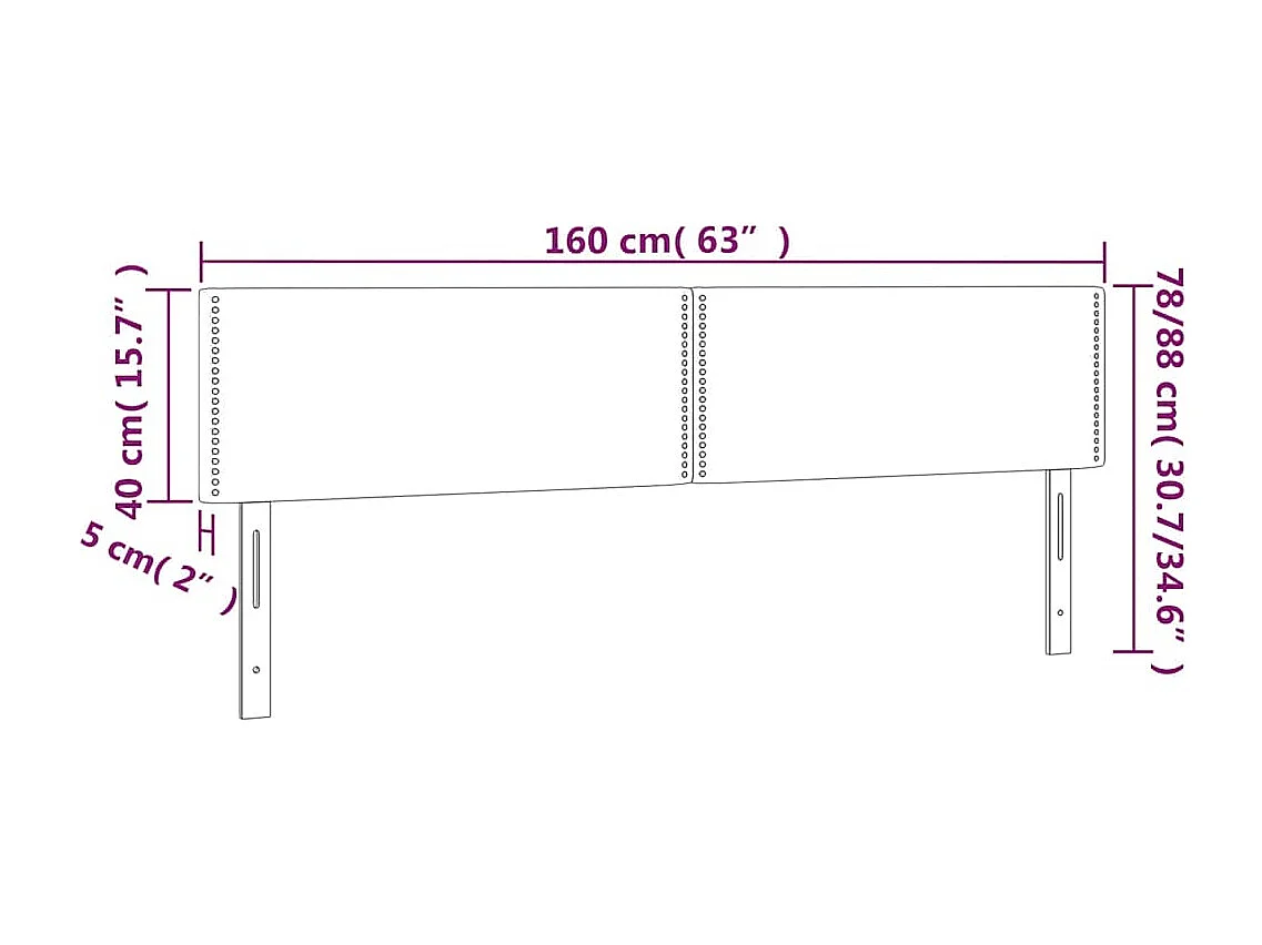 Hoofdbord LED 160x5x78/88 cm fluweel donkerblauw