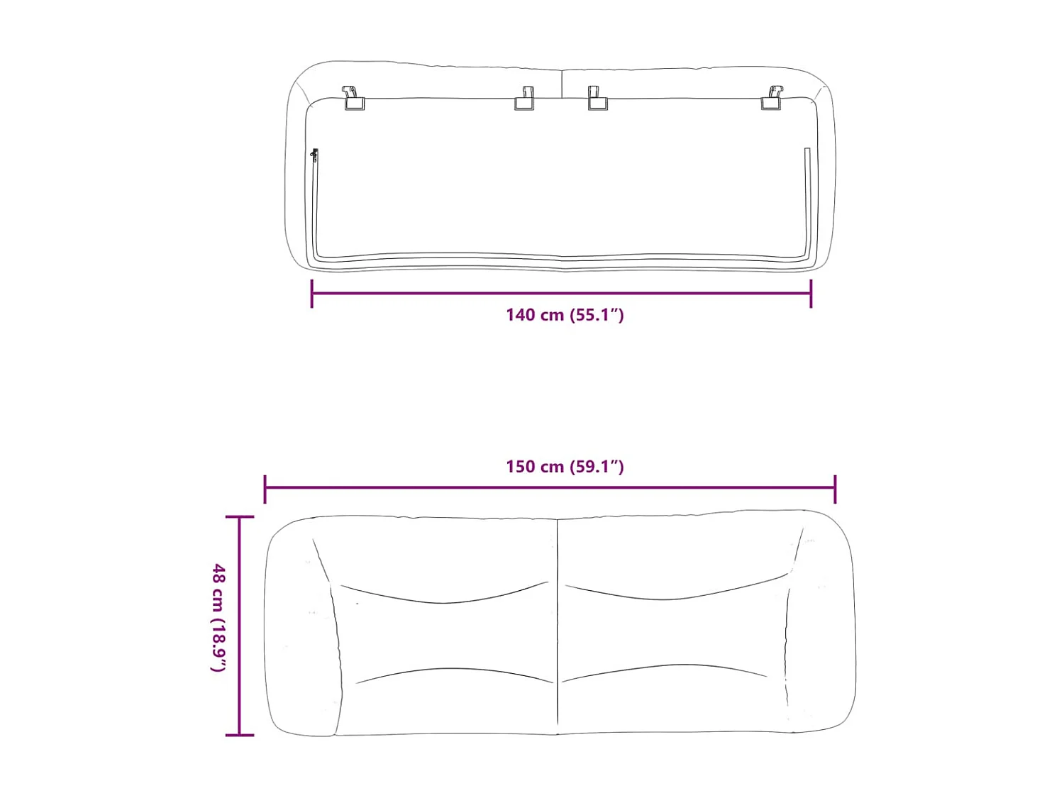 Coussin de tête de lit Hvar blanc 140 cm similicuir