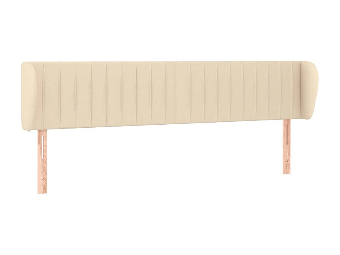 Hoofdbord met randen 163x23x78/88 cm stof crèmekleurig