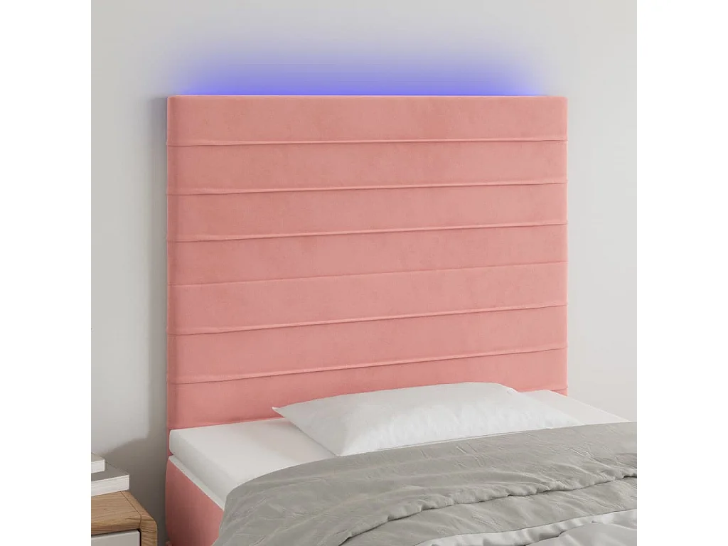 Hoofdbord LED 80x5x118/128 cm fluweel roze
