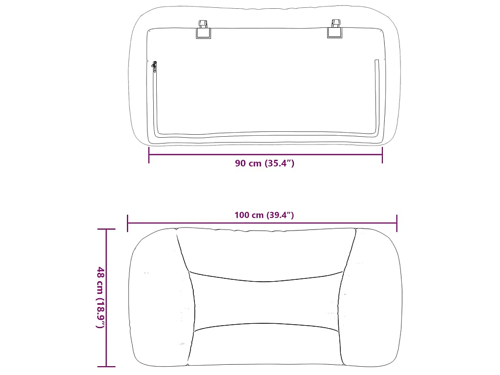 Coussin de tête de lit Hvar gris foncé 90 cm tissu