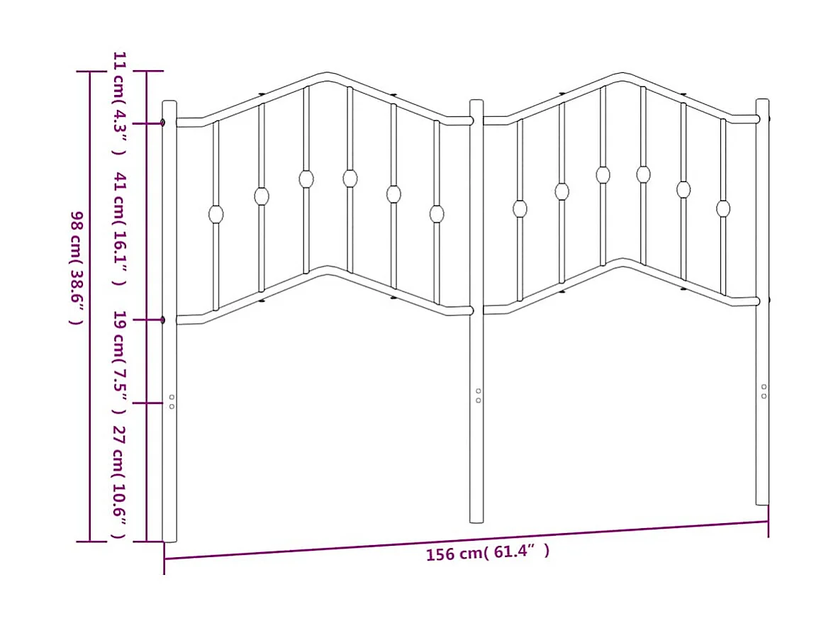 Vervangend hoofdbord 150 cm metaal wit
