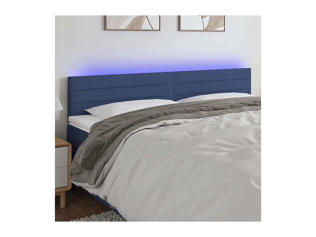 Tête de lit à LED Bleu 160x5x78/88 cm Tissu