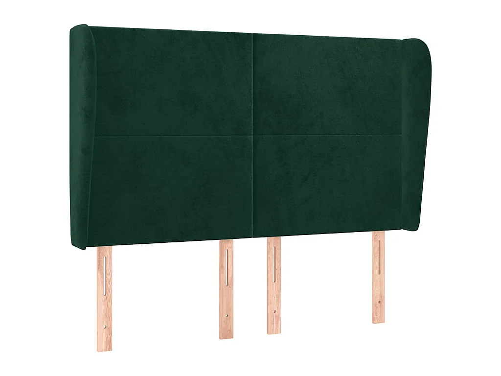 Tête de lit avec oreilles Vert foncé 147x23x118/128 cm Velours