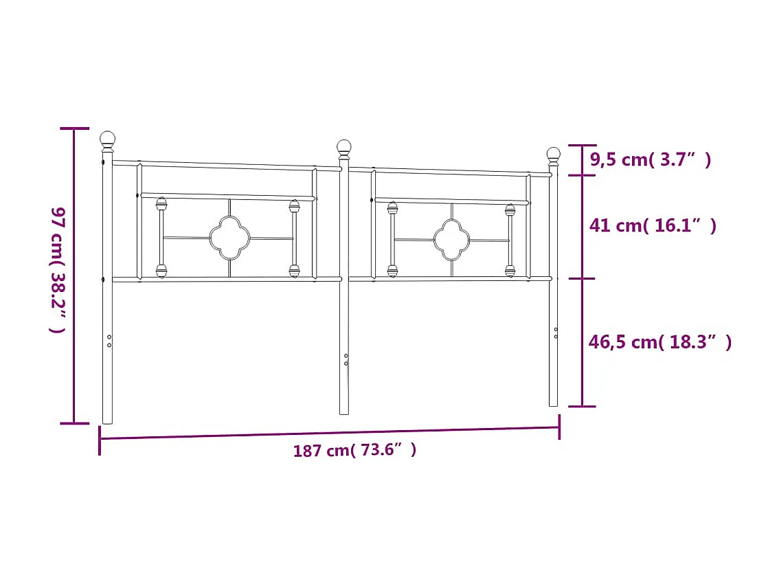 Ersatz-Kopfteil Metall Weiß 180 cm