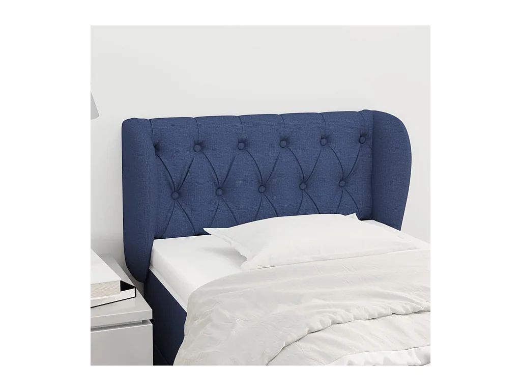 Tête de lit avec oreilles Bleu 83x23x78/88 cm Tissu